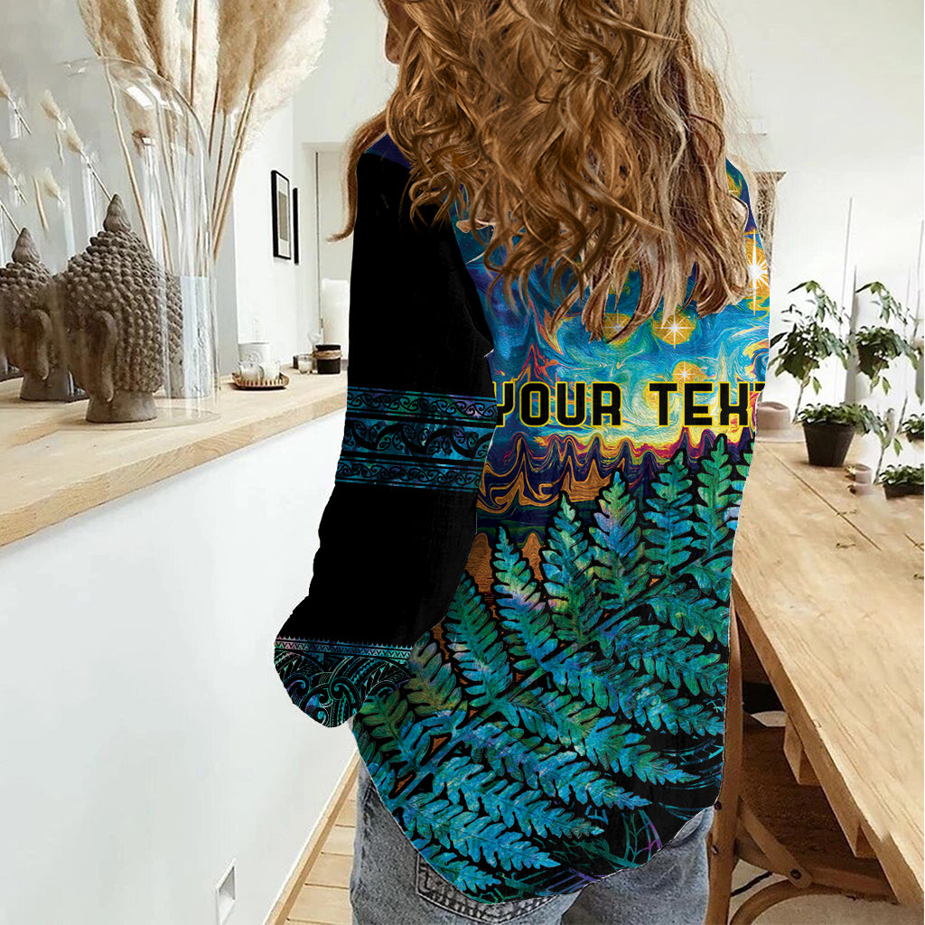 Matariki Te Tau Hou Maori Women Casual Shirt New Zealand Silver Fern Night Starry Sky - Vibe Hoodie Shop