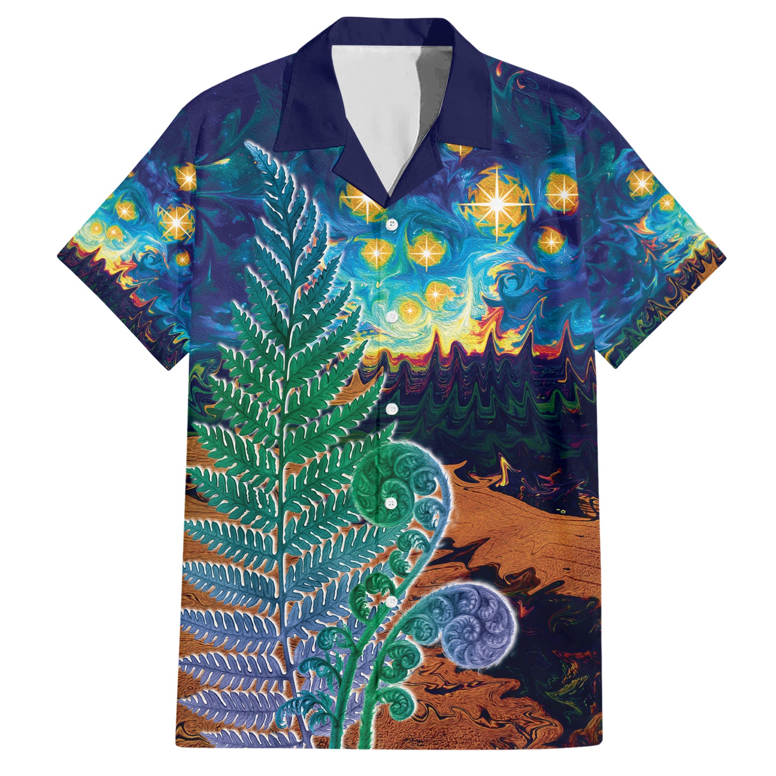 Personalised New Zealand Matariki Art Star Hawaiian Shirt Koru Fern Night Starry Sky - Vibe Hoodie Shop