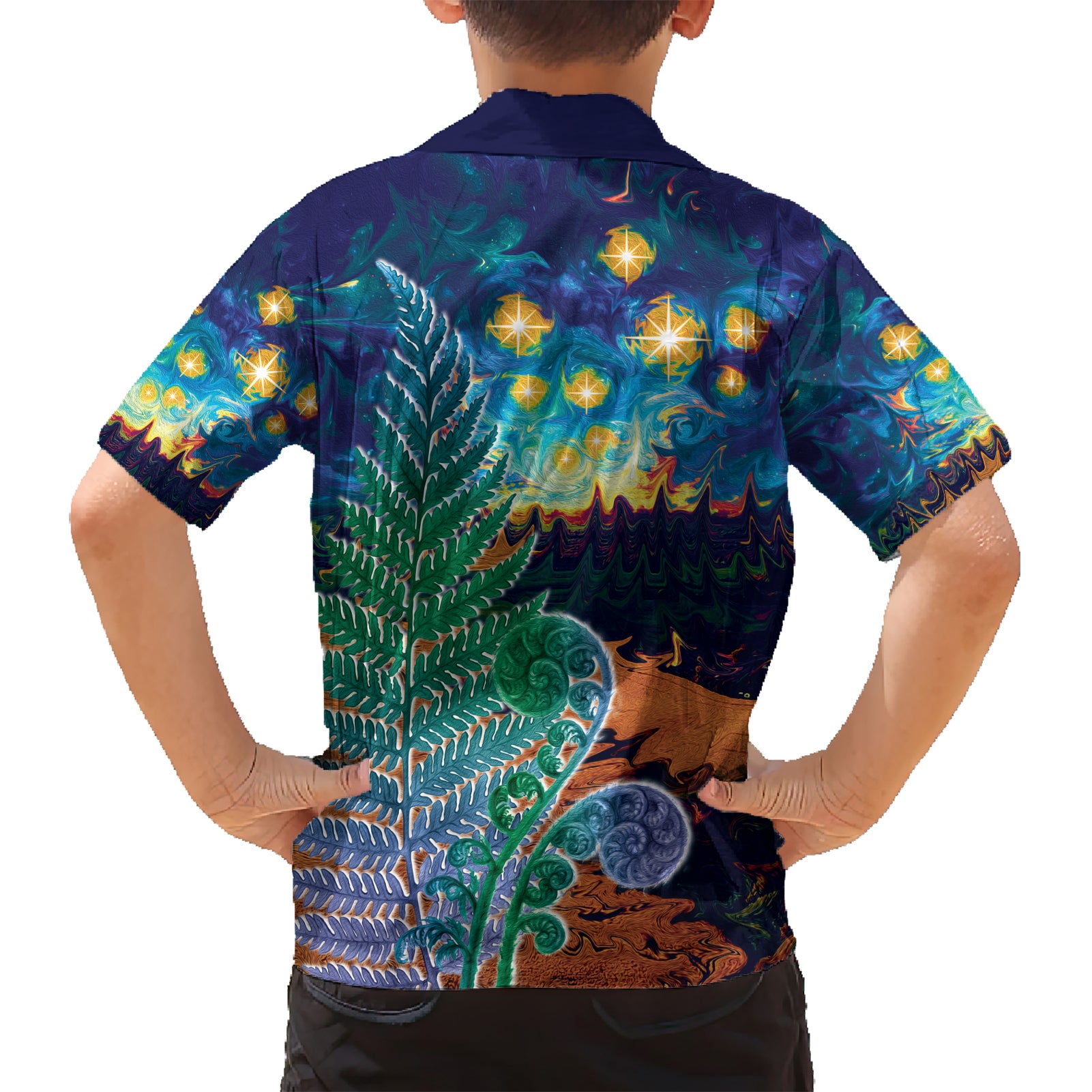 Personalised New Zealand Matariki Art Star Hawaiian Shirt Koru Fern Night Starry Sky - Vibe Hoodie Shop