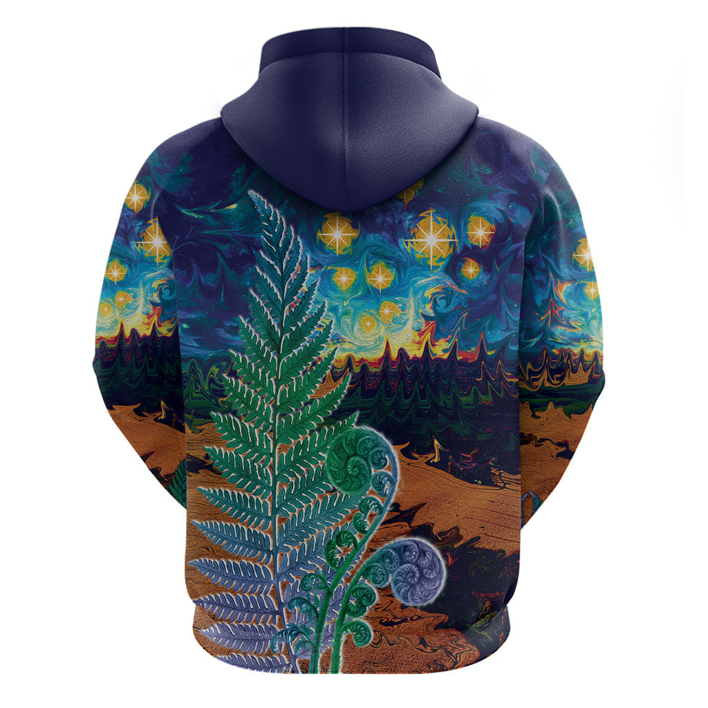 Personalised New Zealand Matariki Art Star Hoodie Koru Fern Night Starry Sky LT9 - Vibe Hoodie Shop