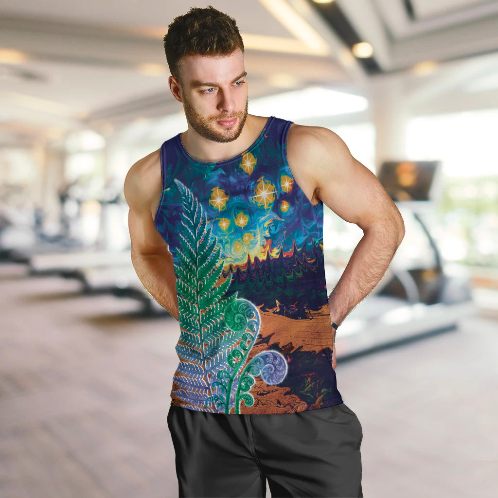 Personalised New Zealand Matariki Art Star Men Tank Top Koru Fern Night Starry Sky - Vibe Hoodie Shop