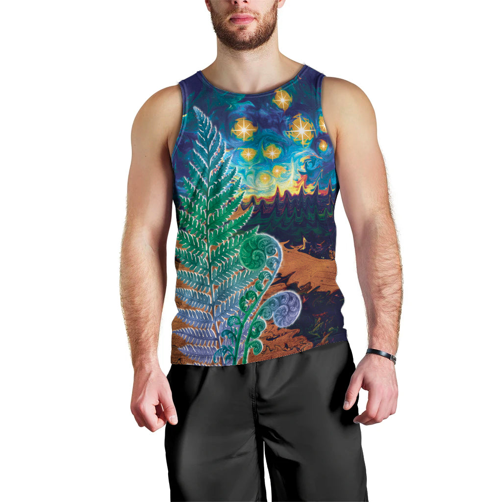 Personalised New Zealand Matariki Art Star Men Tank Top Koru Fern Night Starry Sky - Vibe Hoodie Shop
