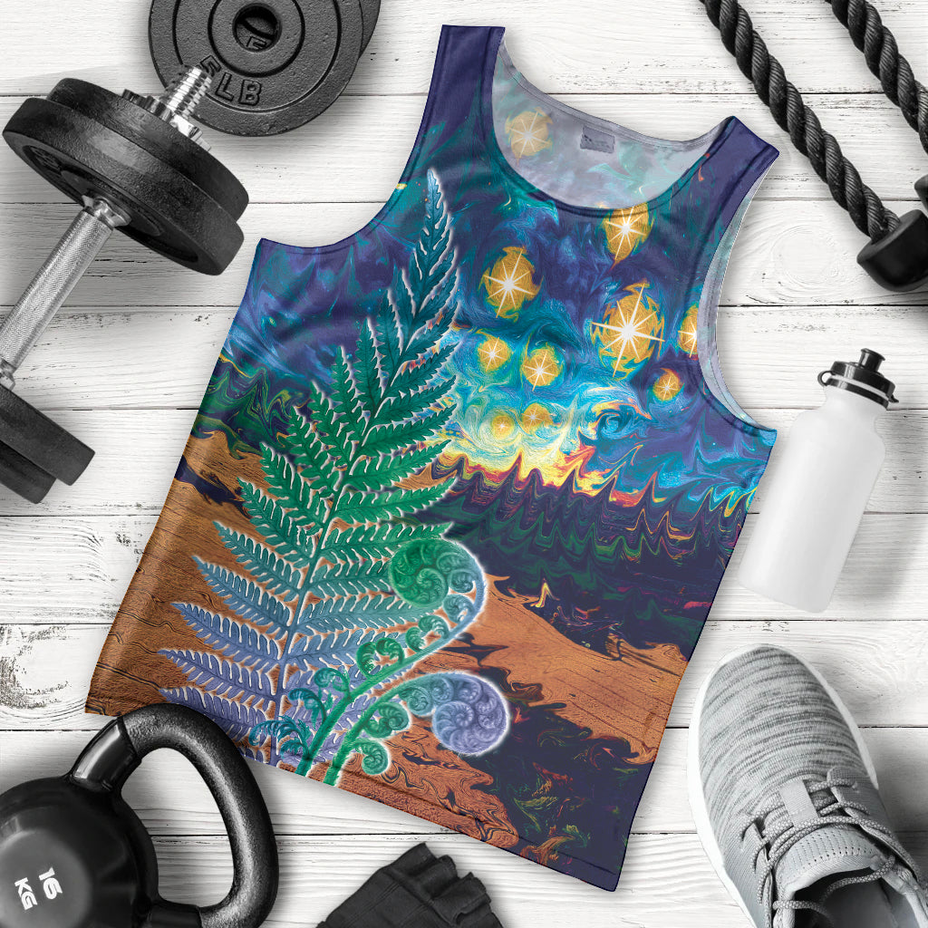 Personalised New Zealand Matariki Art Star Men Tank Top Koru Fern Night Starry Sky - Vibe Hoodie Shop