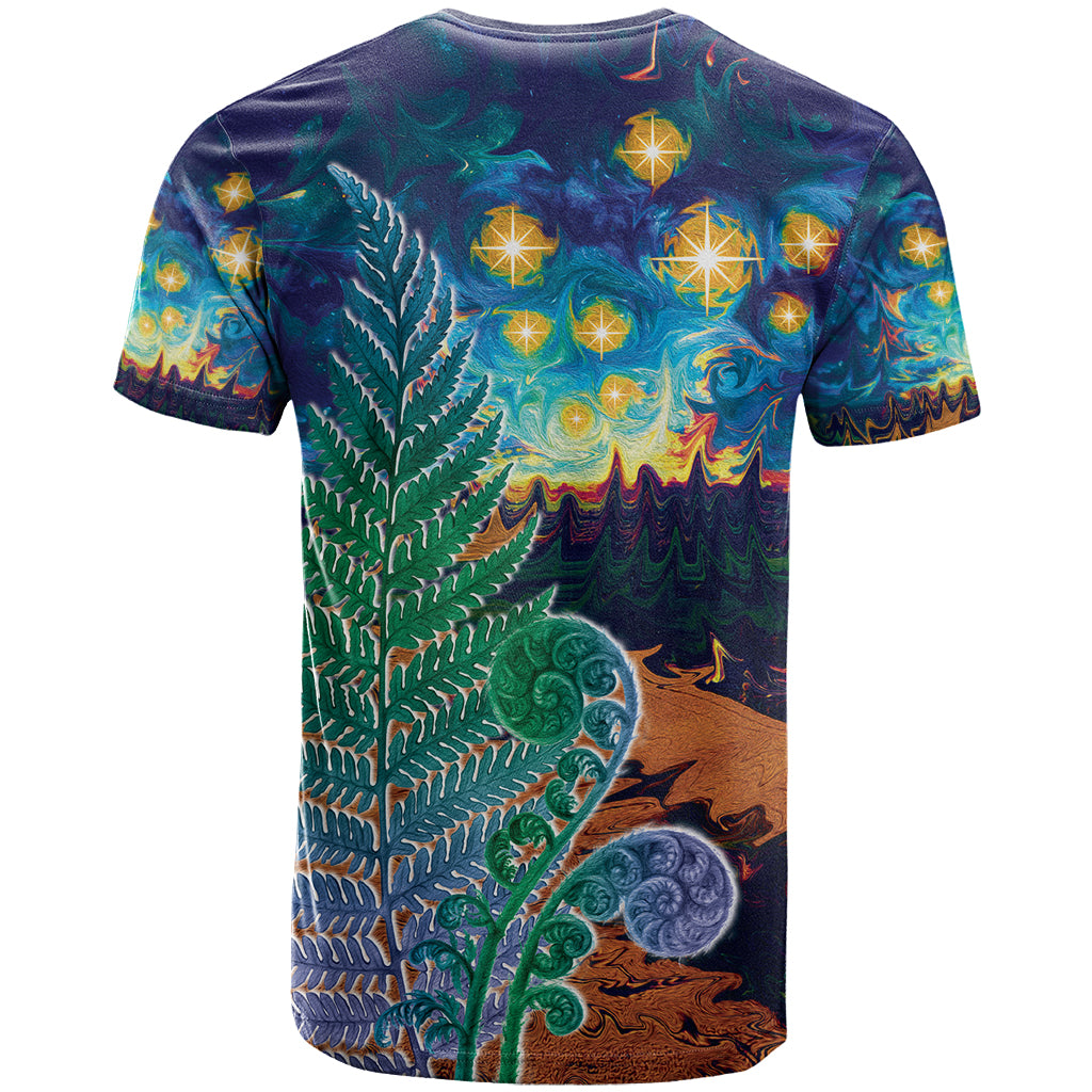 Personalised New Zealand Matariki Art Star T Shirt Koru Fern Night Starry Sky LT9 - Vibe Hoodie Shop