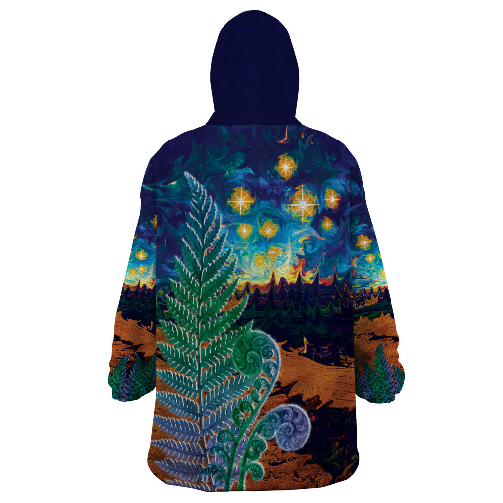 Personalised New Zealand Matariki Art Star Wearable Blanket Hoodie Koru Fern Night Starry Sky - Vibe Hoodie Shop