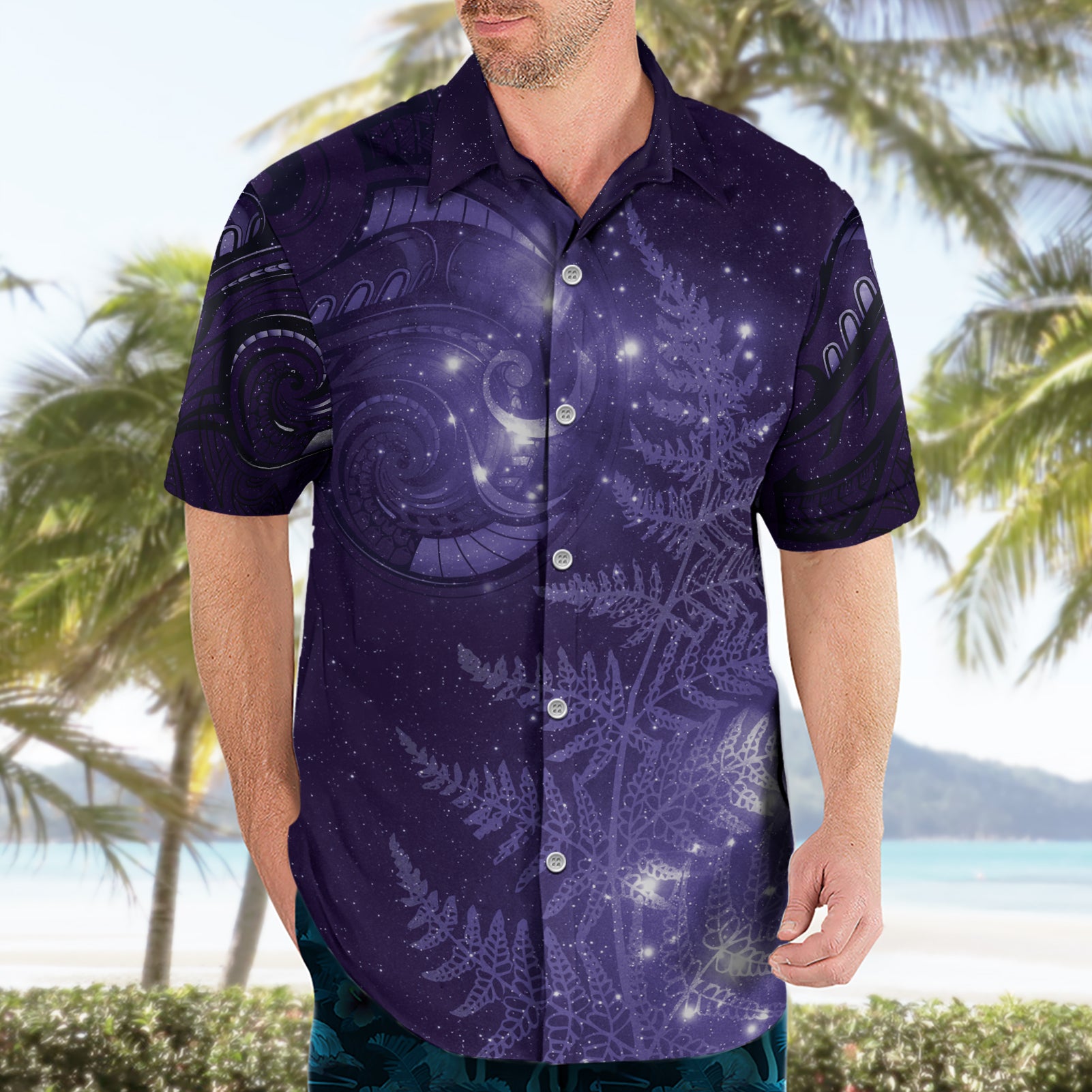 New Zealand Matariki Hawaiian Shirt Purple Milky Way Stars Night Sky - Vibe Hoodie Shop