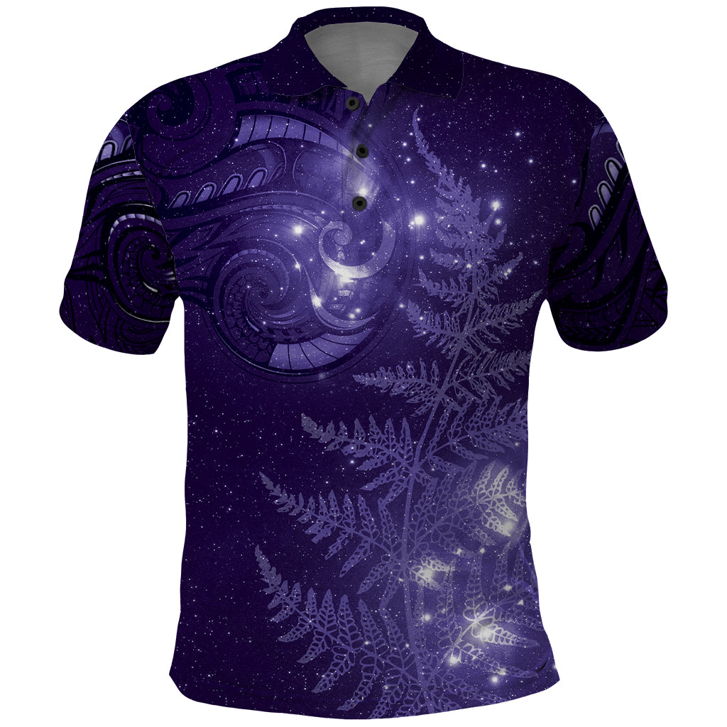 New Zealand Matariki Polo Shirt Purple Milky Way Stars Night Sky LT9 - Vibe Hoodie Shop