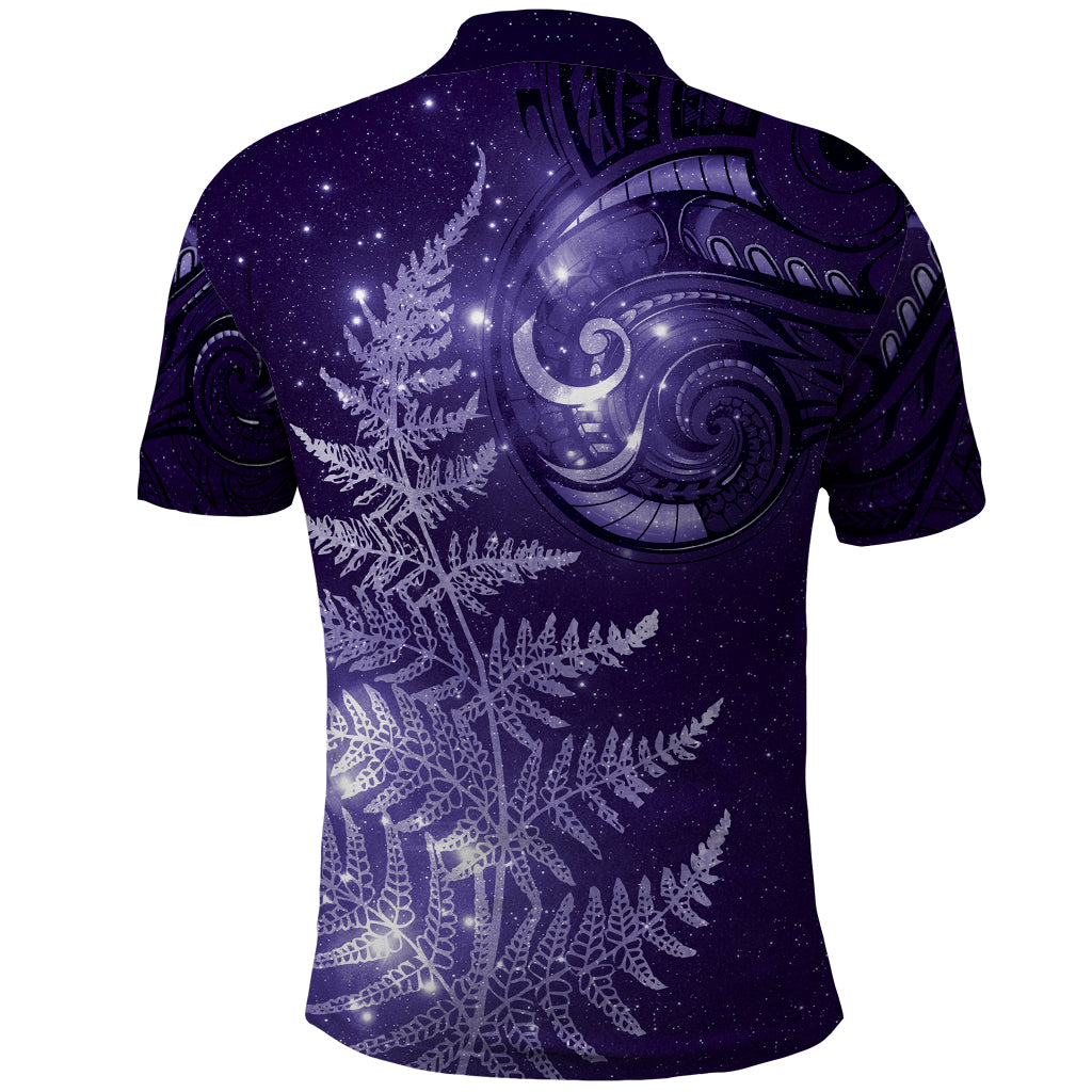 New Zealand Matariki Polo Shirt Purple Milky Way Stars Night Sky LT9 - Vibe Hoodie Shop