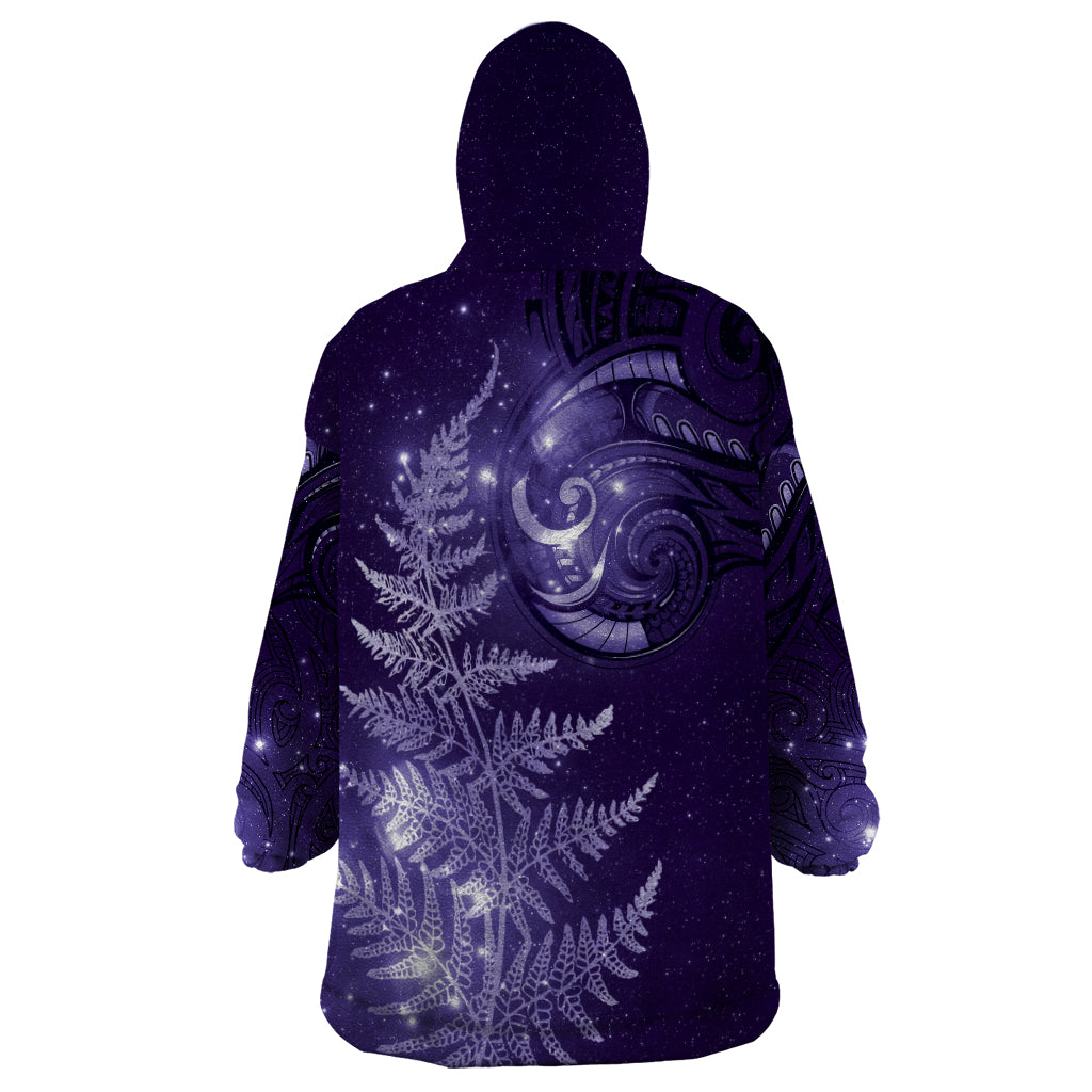 New Zealand Matariki Wearable Blanket Hoodie Purple Milky Way Stars Night Sky - Vibe Hoodie Shop