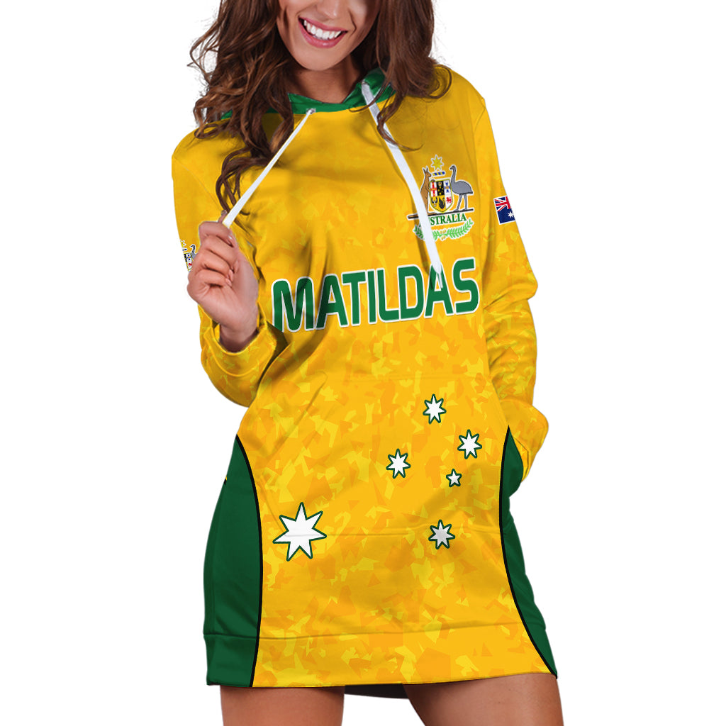 Australia Soccer Hoodie Dress Socceroos With Kangaroo - Matildas 2023 - Vibe Hoodie Shop