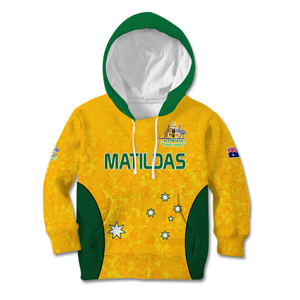 Australia Soccer Kid Hoodie Socceroos With Kangaroo - Matildas 2023 - Vibe Hoodie Shop