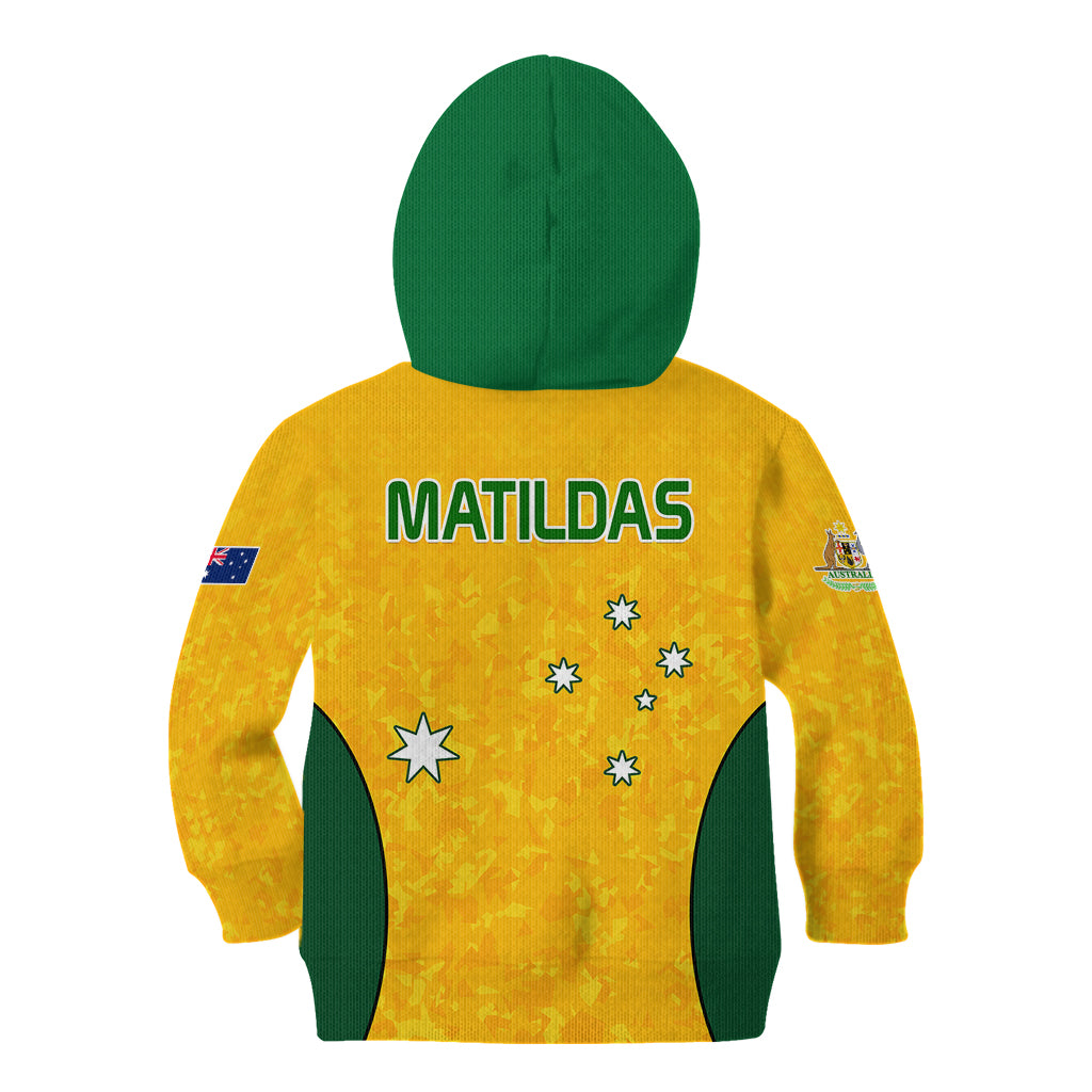 Australia Soccer Kid Hoodie Socceroos With Kangaroo - Matildas 2023 - Vibe Hoodie Shop