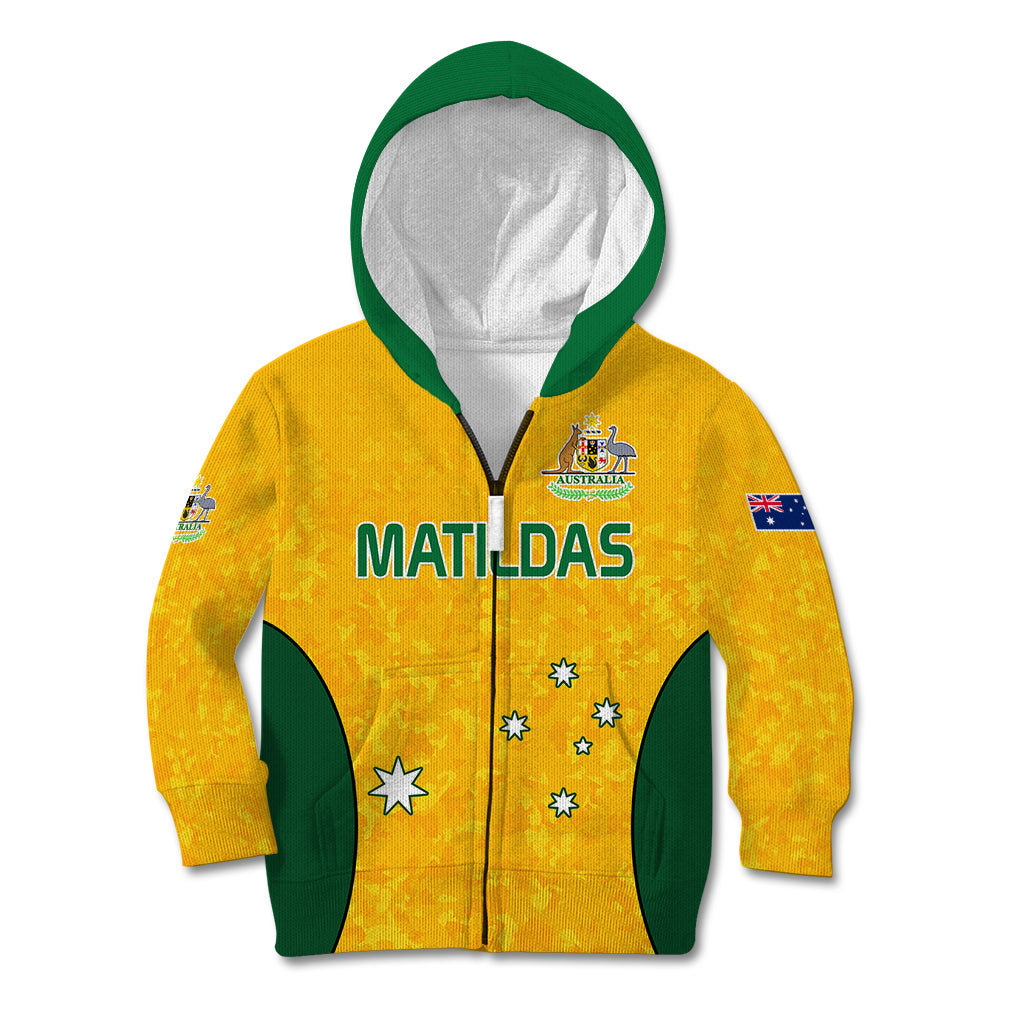 Australia Soccer Kid Hoodie Socceroos With Kangaroo - Matildas 2023 - Vibe Hoodie Shop