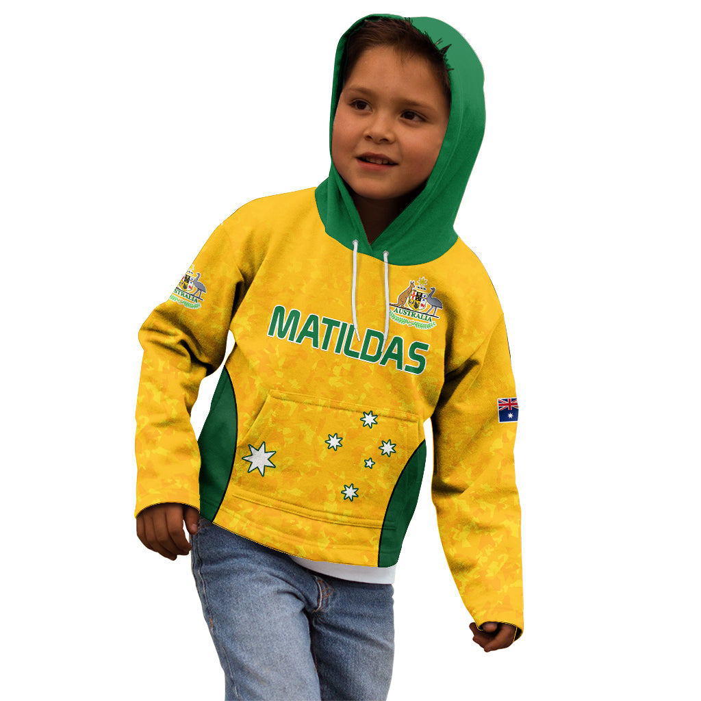 Australia Soccer Kid Hoodie Socceroos With Kangaroo - Matildas 2023 - Vibe Hoodie Shop