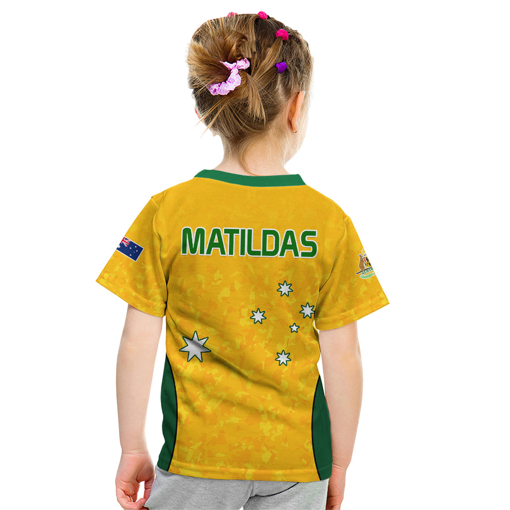 Australia Soccer Kid T Shirt Socceroos With Kangaroo - Matildas 2023 - Vibe Hoodie Shop