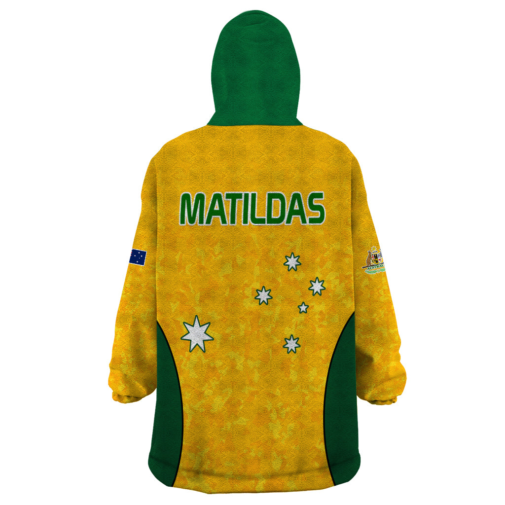 Australia Soccer Wearable Blanket Hoodie Socceroos With Kangaroo - Matildas 2023 - Vibe Hoodie Shop