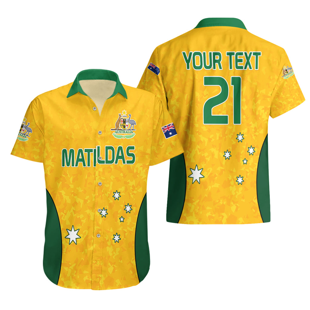 (Custom Text And Number) Australia Soccer Hawaiian Shirt Socceroos With Kangaroo - Matildas 2023 - Vibe Hoodie Shop