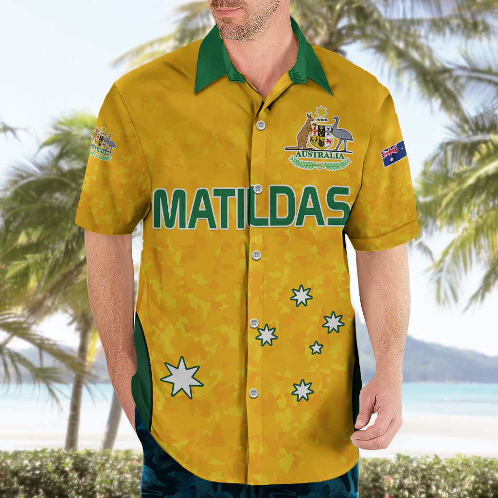 (Custom Text And Number) Australia Soccer Hawaiian Shirt Socceroos With Kangaroo - Matildas 2023 - Vibe Hoodie Shop