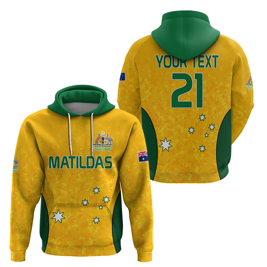 (Custom Text And Number) Australia Soccer Hoodie Socceroos With Kangaroo - Matildas 2023 LT9 - Vibe Hoodie Shop