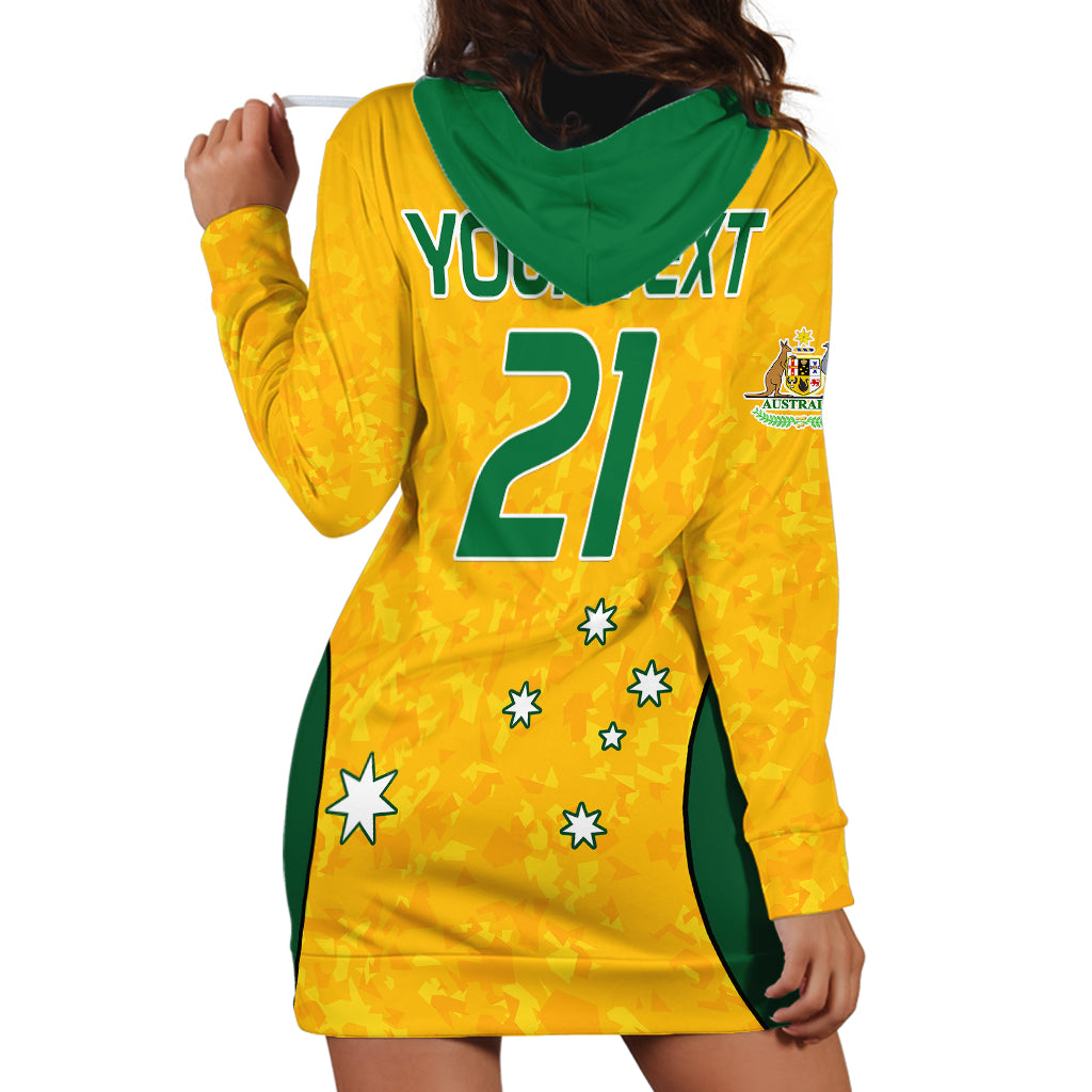 (Custom Text And Number) Australia Soccer Hoodie Dress Socceroos With Kangaroo - Matildas 2023 - Vibe Hoodie Shop