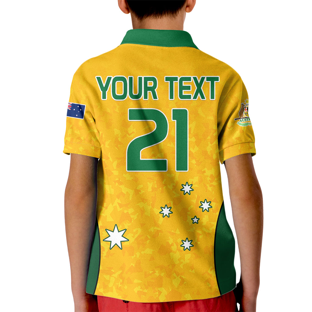 (Custom Text And Number) Australia Soccer Kid Polo Shirt Socceroos With Kangaroo - Matildas 2023 - Vibe Hoodie Shop