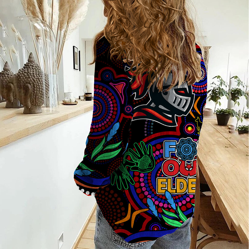 Knights Rugby Aboriginal Art Women Casual Shirt NAIDOC Indigenous Tribal - Vibe Hoodie Shop