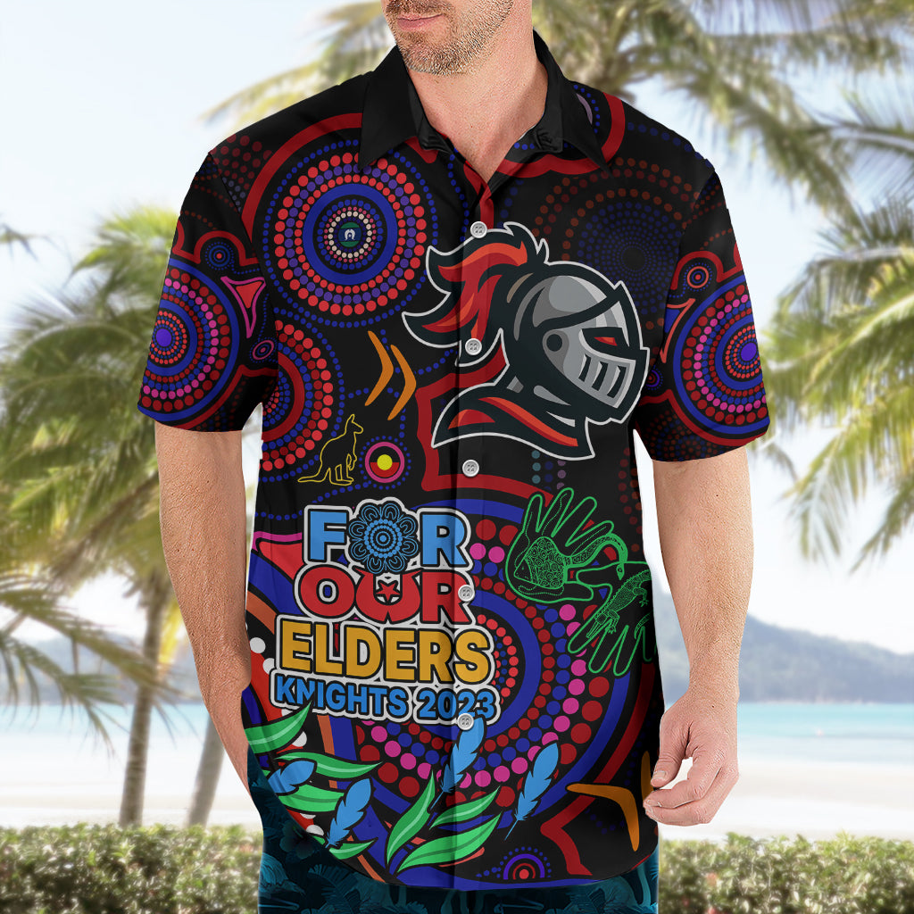 Custom Knights Rugby Aboriginal Art Hawaiian Shirt NAIDOC Indigenous Tribal - Vibe Hoodie Shop