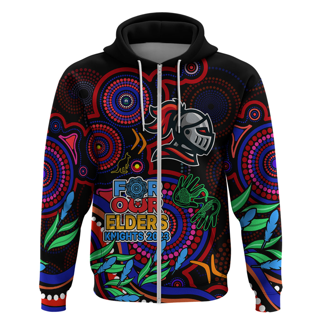 Custom Knights Rugby Aboriginal Art Hoodie NAIDOC Indigenous Tribal LT9 - Vibe Hoodie Shop