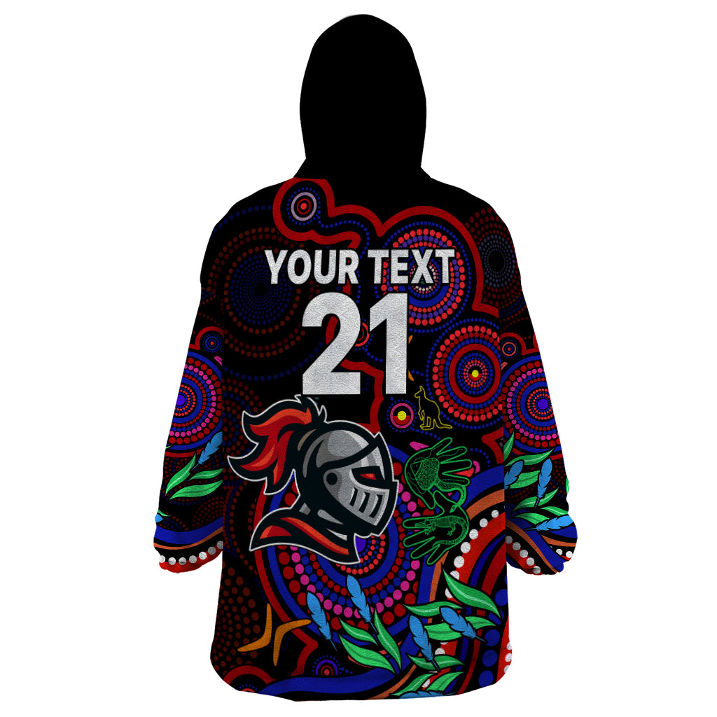 Custom Knights Rugby Aboriginal Art Wearable Blanket Hoodie NAIDOC Indigenous Tribal - Vibe Hoodie Shop