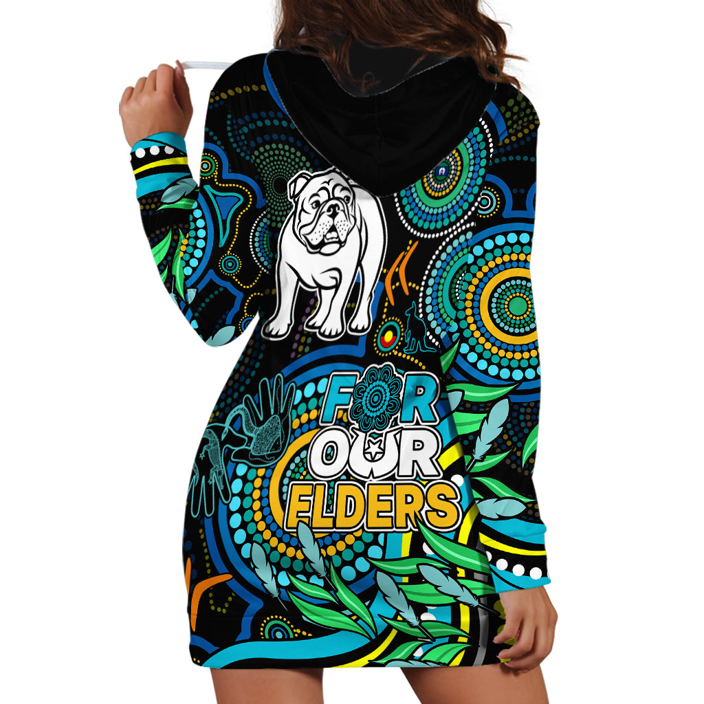 Bulldogs Rugby Aboriginal Art Hoodie Dress NAIDOC Indigenous Tribal - Vibe Hoodie Shop