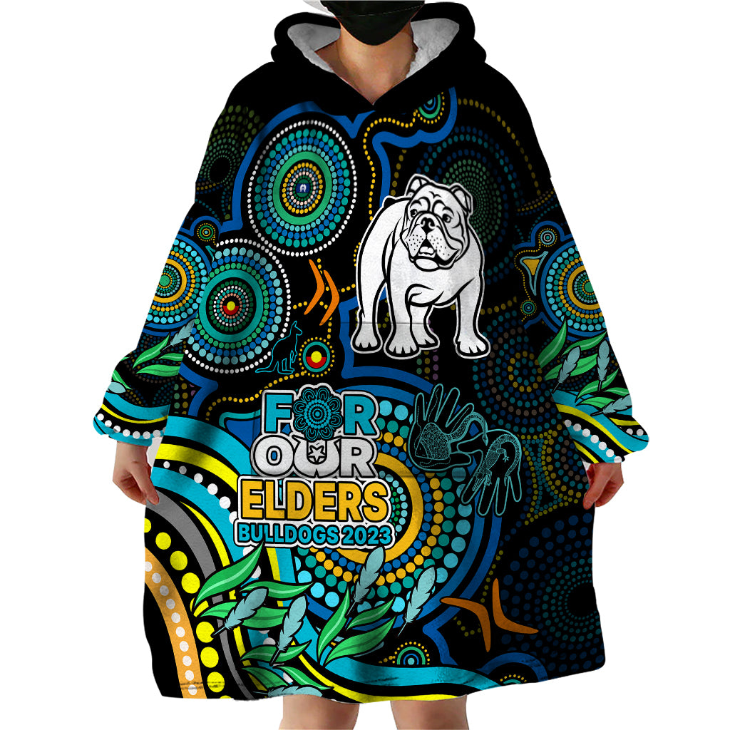 Bulldogs Rugby Aboriginal Art Wearable Blanket Hoodie NAIDOC Indigenous Tribal - Vibe Hoodie Shop