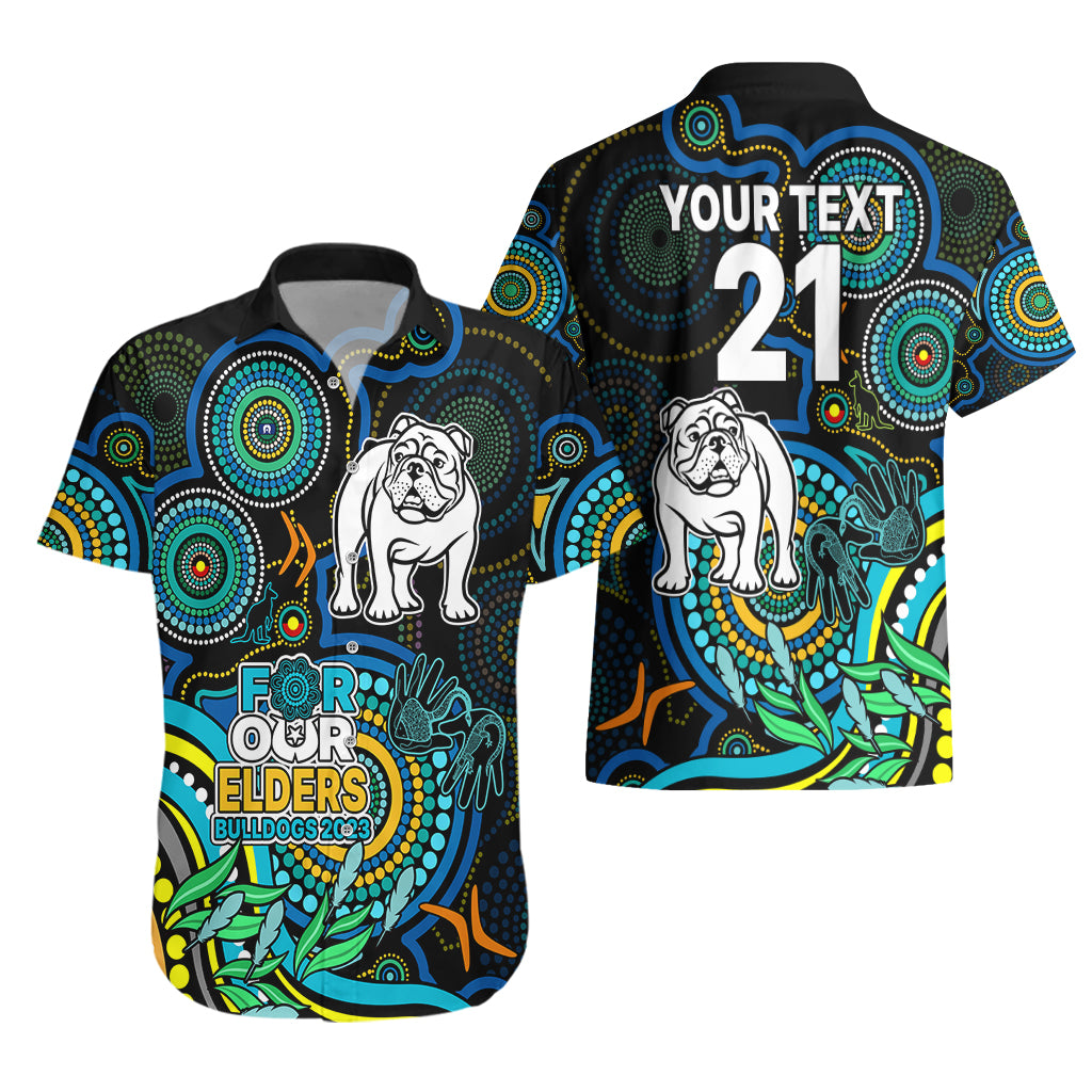 Custom Bulldogs Rugby Aboriginal Art Hawaiian Shirt NAIDOC Indigenous Tribal - Vibe Hoodie Shop