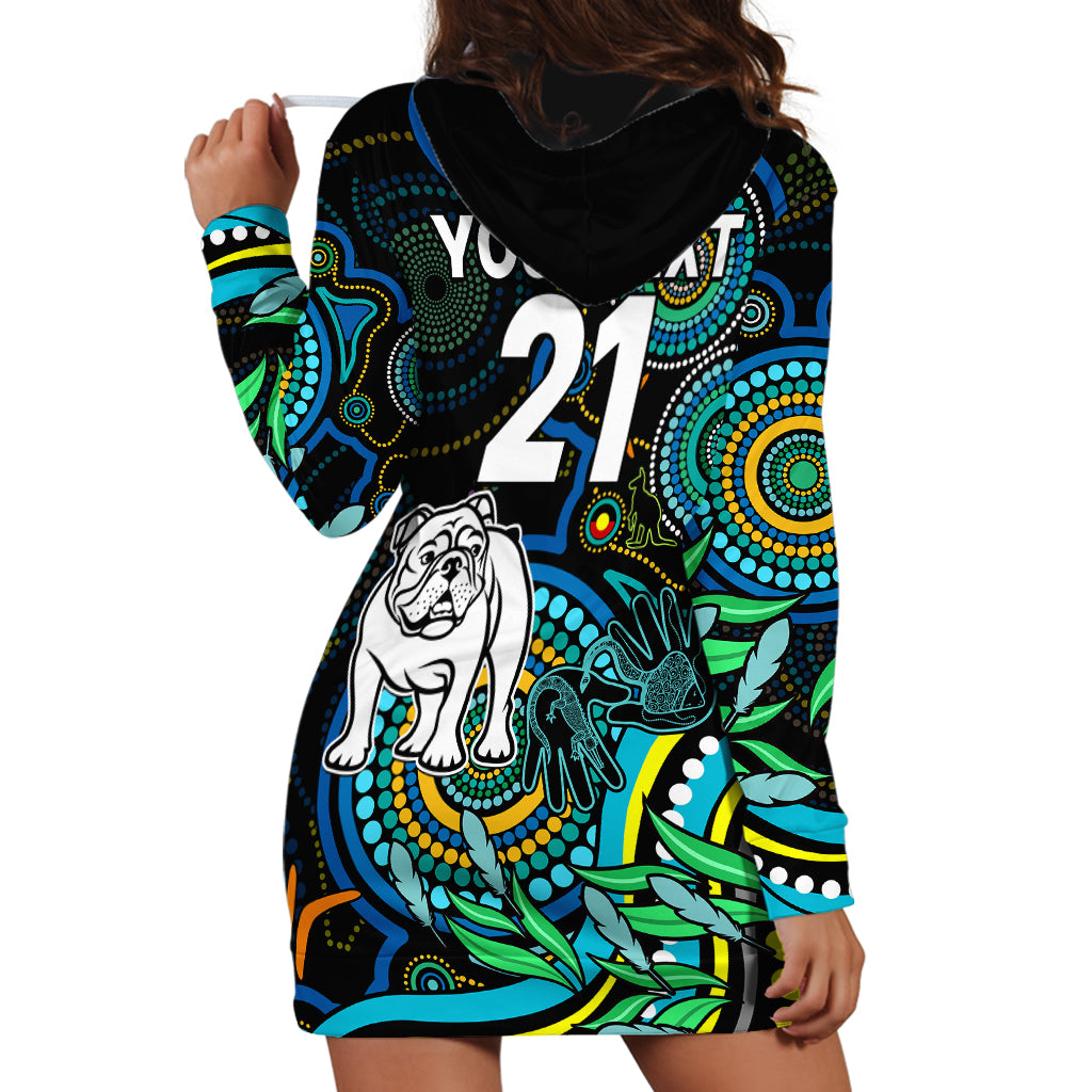 Custom Bulldogs Rugby Aboriginal Art Hoodie Dress NAIDOC Indigenous Tribal - Vibe Hoodie Shop