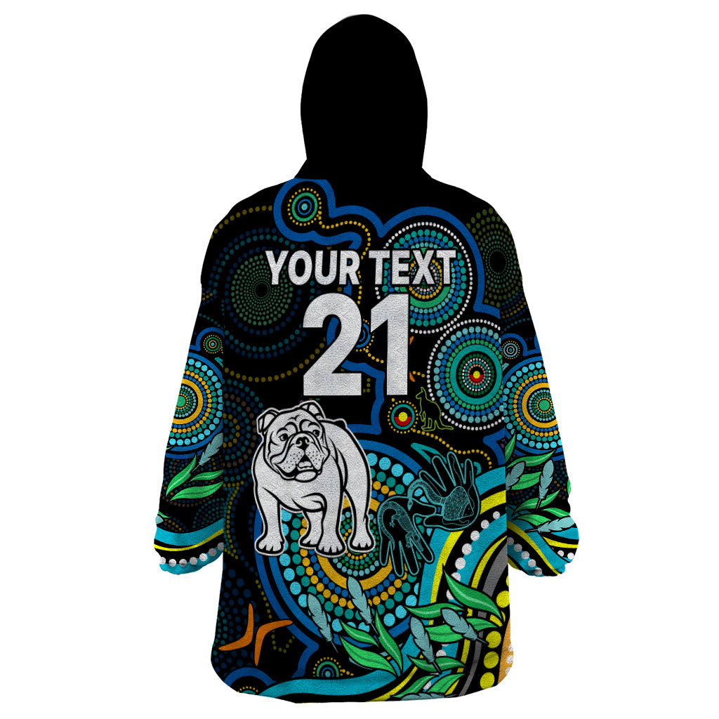 Custom Bulldogs Rugby Aboriginal Art Wearable Blanket Hoodie NAIDOC Indigenous Tribal - Vibe Hoodie Shop