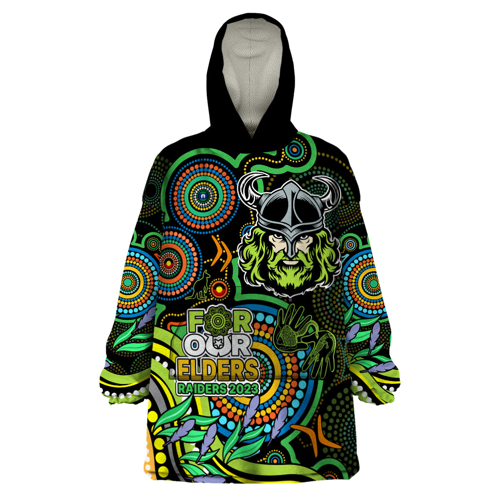 Raiders Rugby Aboriginal Art Wearable Blanket Hoodie NAIDOC Indigenous Tribal - Vibe Hoodie Shop