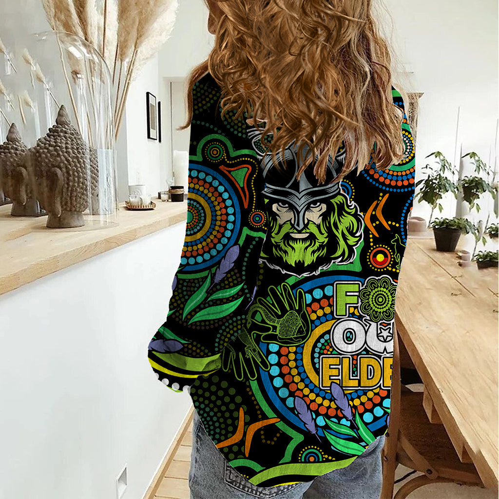 Raiders Rugby Aboriginal Art Women Casual Shirt NAIDOC Indigenous Tribal - Vibe Hoodie Shop