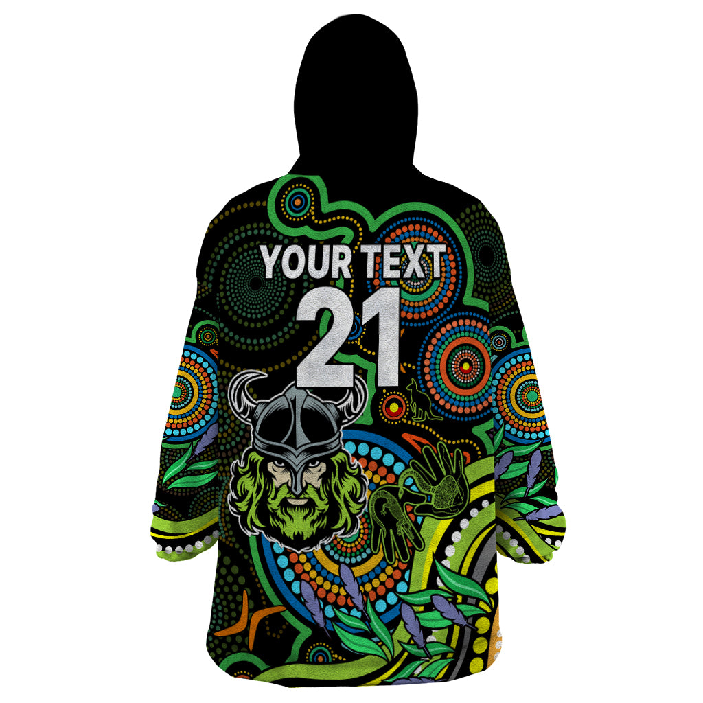 Custom Raiders Rugby Aboriginal Art Wearable Blanket Hoodie NAIDOC Indigenous Tribal - Vibe Hoodie Shop