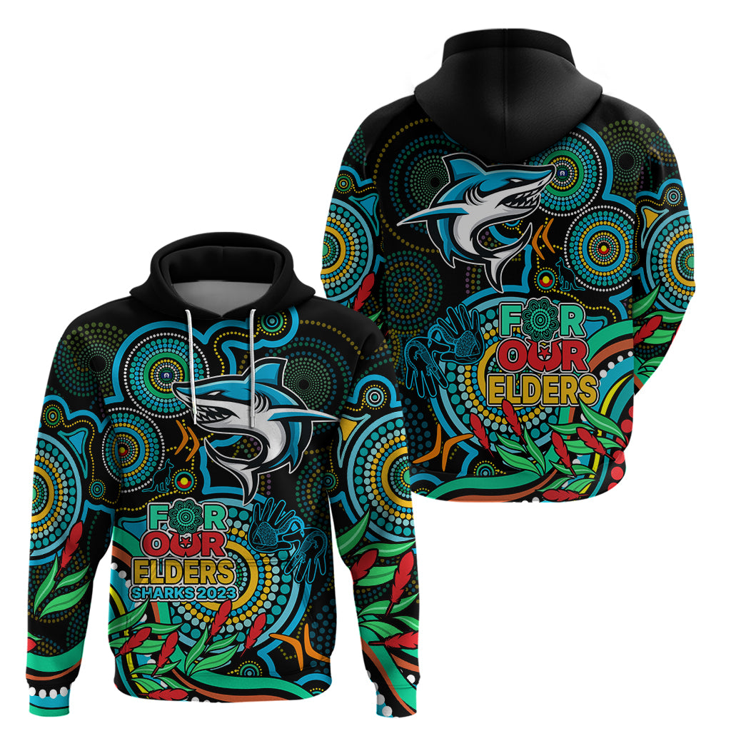Sharks Rugby Aboriginal Art Hoodie NAIDOC Indigenous Tribal LT9 - Vibe Hoodie Shop