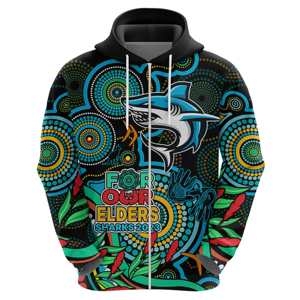 Sharks Rugby Aboriginal Art Hoodie NAIDOC Indigenous Tribal LT9 - Vibe Hoodie Shop