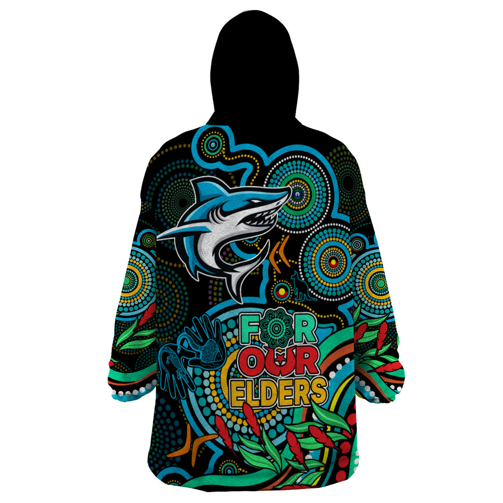 Sharks Rugby Aboriginal Art Wearable Blanket Hoodie NAIDOC Indigenous Tribal - Vibe Hoodie Shop