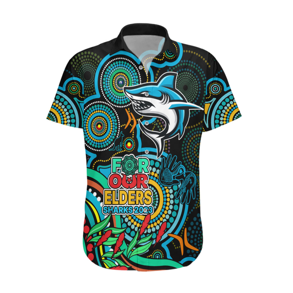 Custom Sharks Rugby Aboriginal Art Hawaiian Shirt NAIDOC Indigenous Tribal - Vibe Hoodie Shop