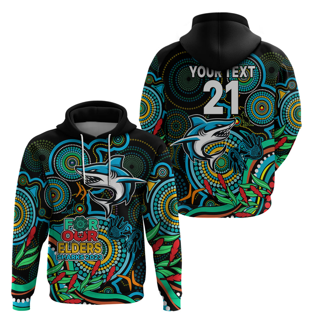 Custom Sharks Rugby Aboriginal Art Hoodie NAIDOC Indigenous Tribal LT9 - Vibe Hoodie Shop
