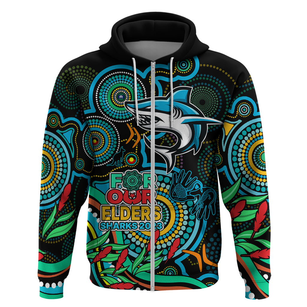 Custom Sharks Rugby Aboriginal Art Hoodie NAIDOC Indigenous Tribal LT9 - Vibe Hoodie Shop