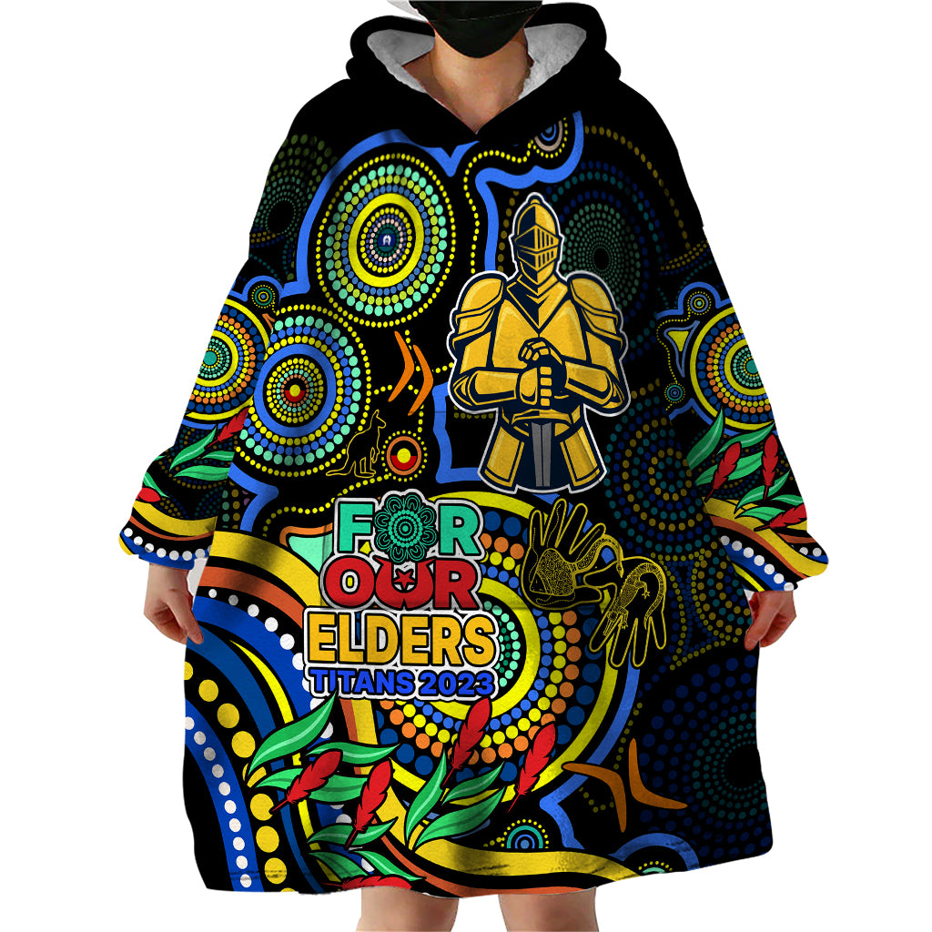 Titans Rugby Aboriginal Art Wearable Blanket Hoodie NAIDOC Indigenous Tribal - Vibe Hoodie Shop