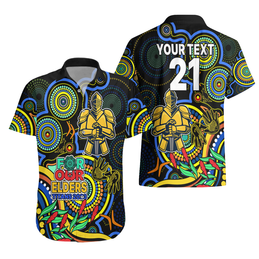 Custom Titans Rugby Aboriginal Art Hawaiian Shirt NAIDOC Indigenous Tribal - Vibe Hoodie Shop