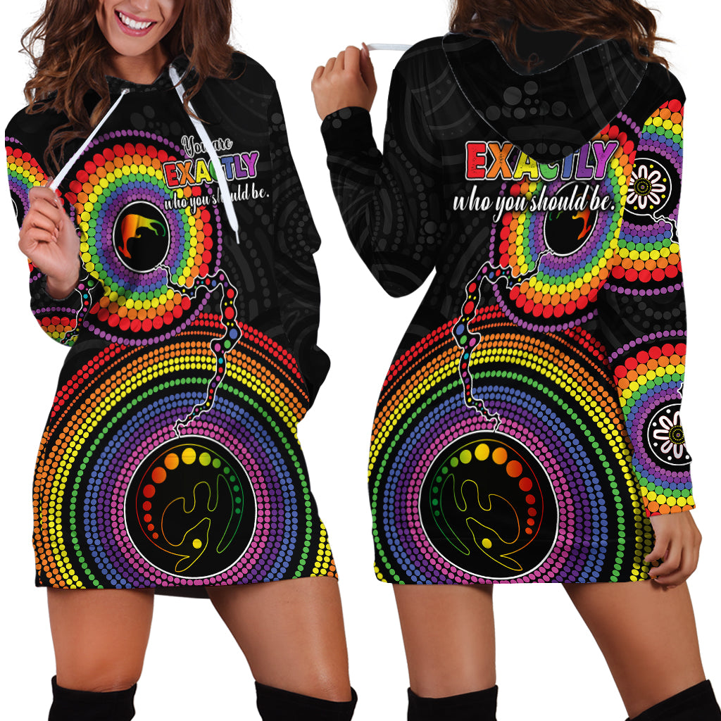 Australia LGBT Hoodie Dress You Are Exactly Who You Should Be Aboriginal Style - Vibe Hoodie Shop