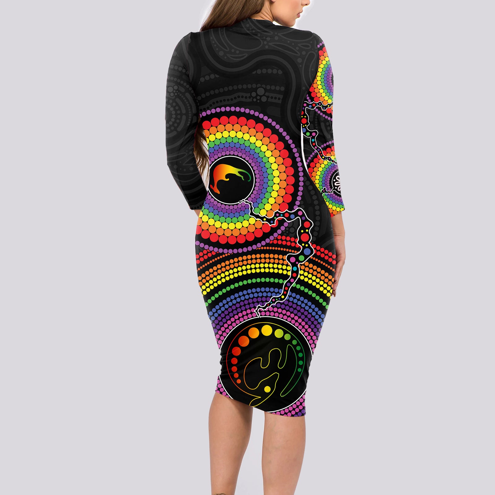 australia-lgbt-long-sleeve-bodycon-dress-you-are-exactly-who-you-should-be-aboriginal-style