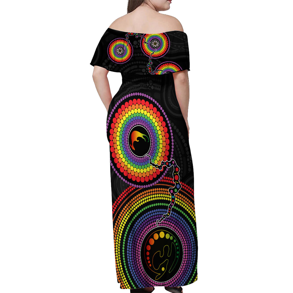 Australia LGBT Off Shoulder Maxi Dress You Are Exactly Who You Should Be Aboriginal Style - Vibe Hoodie Shop