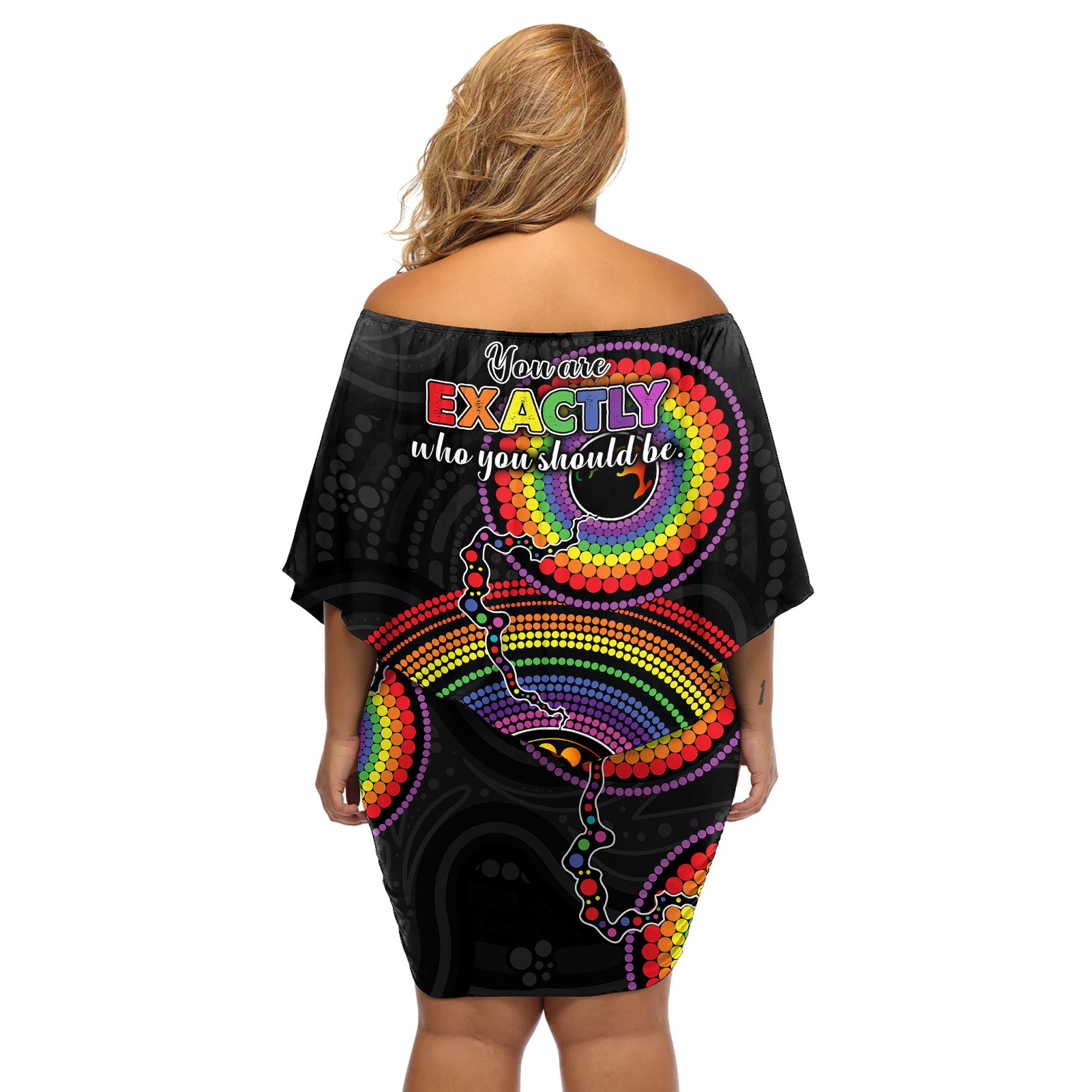 australia-lgbt-off-shoulder-short-dress-you-are-exactly-who-you-should-be-aboriginal-style