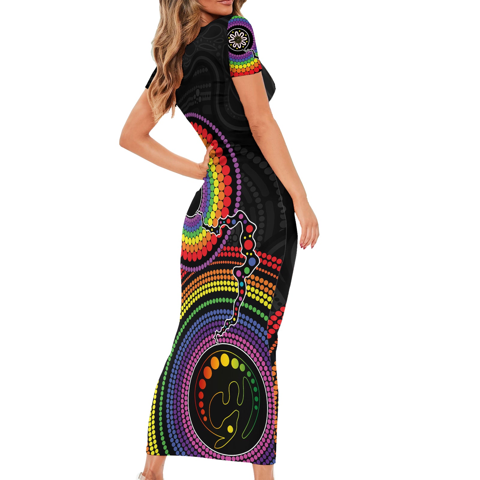 australia-lgbt-short-sleeve-bodycon-dress-you-are-exactly-who-you-should-be-aboriginal-style